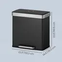 SONGMICSHOME  Dual Compartment Pedal Rubbish Bin, 2 x 30L Stainless Steel Recycling Kitchen Bin, Soft Close Lid, with Inner Buckets, Grey image 4