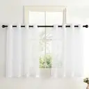 PONY DANCE Sheer Linen Look Curtains with Eyelet, 2 Panels W140xL100cm (W55xL39inch), White image 0