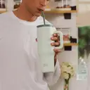 Bottle Bottle Stainless Steel Vacuum Travel Tumbler with Handle and Straw, 40 fl oz, Green image 1