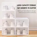 Vilscijon Lot de 12 grandes boîtes de rangement magnétiques pour chaussures en plastique transparent avec porte à fermeture automatique - Blanc image 3