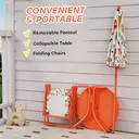 AIYAPLAY Kids Patio Set, Children Table and Chair Set, Outdoor Picnic Table with 2 Folding Chairs and Umbrella for 2-5 Years Boys Girls, Orange image 1