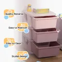 HOMCOM 3 Drawers Plastic Storage Units, 3 Tier Kids Storage Units, Children Toy Chest for Nursery, Playroom, Bedroom, Pink image 1