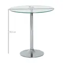 HOMCOM Round Bar Table, Modern Dining Table with Tempered Glass Top and Steel Frame for 2, Easy Assembly for Breakfast Bar, Dining Room, 70 x 70 x 74.5cm, Clear image 2