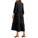 Robe longue superposée pour femme avec col chemise Noir Taille S image 2