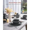 Richmount Starlight Serie Geschirr-Set  - 18-teilig， für 6 Personen， Keramik， mit Servierplatten， Salattellern und Müslischalen， spülmaschinen- und mikrowellengeeignet， matt dunkelgrau image 2
