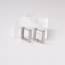 Silver Tone Stainless Steel Square Hoop Earrings, 14mm Minimalist Rectangular Huggie Hoops image 5