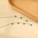 Silver Tone Stainless Steel Station Necklace with Blue Turquoise, 40+5cm Boho Charm Choker image 2