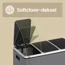 SONGMICSHOME SONGMICSHOME Afvalbak met Drie Compartimenten, 3 x 18L Pedaalemmer met Softclose Deksel, Staal, voor Keuken, Grijs image 7