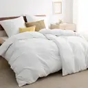 Bedsure Parure de lit 100 % polyester blanc - 2 housses 135 x 200 cm et 2 taies 80 x 80 cm image 1