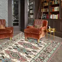 Boho Vintage Floral rugs, Non - Slip, Persian - Style Ornate Pattern, Soft & Durable, Ideal for Entryway, Adds Elegant Charm to Home Decor,Red,35.8*59.8inch image 3