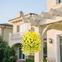 Yuejia Lot de 4 bouquets suspendus de fleurs artificielles en soie liseron jaune clair - 75 cm image 3