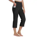 Willit Women's Yoga Capris Pants High Waist Straight Leg Athletic Exercise Workout Capris 21" Black XXL image 0