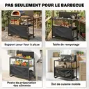 Outsunny Chariot de Barbecue en Acier 100x46x110cm avec Pare-vent - Desserte de Jardin 3 Niveaux Mobile avec Rideau Oxford - Station de Cuisson pour Plancha et Four à Pizza avec Rangement, Noir image 8