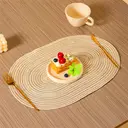 Lot de 6 sets de table ovales tressés 30 x 45 cm - Café au lait image 2
