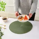 White Label  PP Single-color PlacematGrass Green，Set of 6 Round Braided Placemats Table Mats for Dining Tables Washable Non-Slip Place Mats 15 inch for Home Decoration image 2