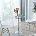 HOMCOM Round Bar Table, Modern Dining Table with Tempered Glass Top and Steel Frame for 2, Easy Assembly for Breakfast Bar, Dining Room, 70 x 70 x 74.5cm, Clear image 1