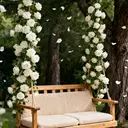 Wei's Moment Lot de 3 guirlandes de fleurs artificielles en soie roses blanches - 2 m image 0