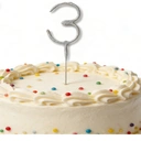 Morrisons Cake Candle Sparkler Number 3 Silver image 1