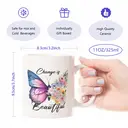 Alphynix 1pc 11oz White Mug with "Change is Beautiful" Quote & Butterfly-to-Flowers Transformation Design, Uplifting Metaphor Christmas or Thanksgiving Gift image 7