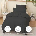 LeBonsoir Parure de lit brossée avec 1 housse de couette 135 x 200 cm et 1 taie d’oreiller 80 x 80 cm, avec fermeture éclair - Gris foncé image 4