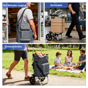 Foldable Shopping Trolley with Cooling Compartment, 3-in-1 Trolley, Sack Truck & Shoulder Bag, Shopping Trolley, Shopping Trolley 43L Capacity & Tie Down Strap, Shopping Cart with Wheels, Foldable Trolley, Grocery Shopping, Portable Trolley, Gray image 5