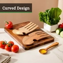 Maison by Premier Curved Shape Acacia Salad Hand Servers, Handcrafted Salad Servers, Rounded Handle Set of 2 Salad Mixers image 1