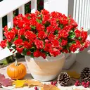 Yuejia Lot de 6 bouquets de fleurs artificielles en soie camélia rouge - 38 cm image 2