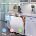 COMFEE' KWH-BD1413I-B Fully Integrated Dishwasher with 14 Place Settings, Auto Door Open Drying, 44dB Low Noise, Built-in Dishwasher with Auto Sensing Wash, Rapid Wash, Adjustable Upper Basket - Black image 2