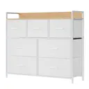 JOYFURNOS  Commode avec 7 Tiroirs, Armoire, Structure en Métal, Style Industriel, Blanc et Beige image 0