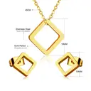 18K PVD Gold Plated Stainless Steel Square Jewelry Set, Geometric Necklace and Earrings image 3