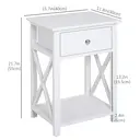 HOMCOM Bedside Table Cross Panels 1 Drawer White image 7