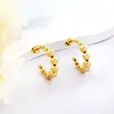 18K PVD Gold Stainless Steel Chunky C-Shape Hoop Earrings, Hollow Geometric Open Hoop Jewelry Set image 8