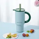 JORDAN&JUDY Subor Double-Wall Steel Tumbler with Straw, Large Capacity Car Water Tumbler, High-Quality Ice Cup Green (920ml) image 9