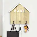 ALPHYNIX Porte-clés mural en forme de maison avec 3 crochets en métal - Bois image 1