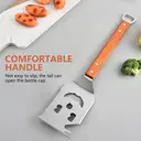 Huacan Outdoor barbecue shovel with wooden handle, stainless steel metal shovel with bottle opener, frying shovel, 1 piece image 2