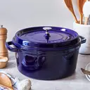 STAUB emaillen gietijzeren braadpan - 28 cm, donkerblauw image 1