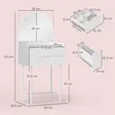 HOMCOM Modern Dressing Table with Arched Mirror, Makeup Table with 3 Drawers, Compact Vanity Desk for Bedroom, Small Spaces, 60 x 42.5 x 131 cm, White image 2