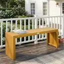 Outsunny Banc de Jardin en Bois d'Acacia, Banc d'Extérieur sans Dossier 2 Places avec Assise à Lattes Effet Bois, charge 240 kg, 110x30x45cm, bois naturel image 7