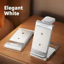 Rexsun 3 in 1 Foldable Wireless Charging Station, Aluminum Alloy Wireless Charger Stand for Multiple Apple Devices - Travel Size for iPhone, Apple Watch, AirPods, Adapter Not Included, T8, Silver-white image 8