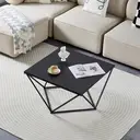 CLIPOP Wooden Coffee Table for Living Room, Centre Table with Metal Frame for Home Office Furniture Modern Black image 1