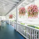 Yuejia Lot de 4 bouquets suspendus de fleurs artificielles en soie liseron blanc et rose - 75 cm image 6