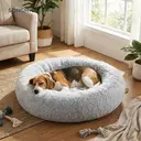 SONGMICS Lit donut et coussin lavable pour animaux gris clair - 80 cm  image 1
