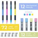M&G Mechanical Pencil Set, 1.8 mm Lead Holder, 12 Pack Drafting Pencils with 12 Tube 2B Lead Refills and 12 Erasers, Drawing and Sketching Pencils for School and Office image 2