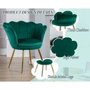 CHAIRUS Chaise d'appoint en velours en forme de pétale avec pieds dorés - Vert image 4