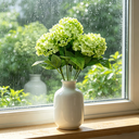 Yuejia 1Pc 13in/33cmArtificial 7-Head Hydrangea Silk Flower Silk Flower Living Room Bedroom Wedding Flower Arrangement Artificial Flower Decoration(green) image 4