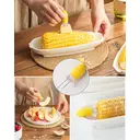 DAFUCERAMIC Lot de 4 assiettes à épis de maïs en porcelaine 8,8" - Blanc - Poignées en inox - Micro-ondes, lave-vaisselle et four image 3