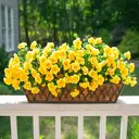 Yuejia Lot de 6 bouquets de fleurs artificielles en soie camélia jaune - 38 cm image 3