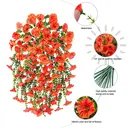 Yuejia Lot de 4 bouquets suspendus de fleurs artificielles en soie liseron orange - 75 cm image 3