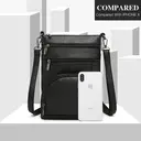 Women Multi Pocket RFID Blocking Crossbody Bag, Small Fashion PU Leather Messenger Travel Organizer Satchel Sling Shoulder Bag (Black) image 2
