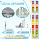 AIYAPLAY Kids Desk and Chair Set, Height Adjustable Children School Study Desk, Student Writing Desk with Tiltable Desktop Drawer, Pen Slot, Reading Rack for Ages 3-13 Years, Grey image 3